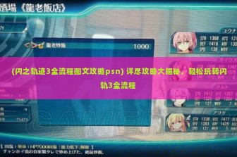 (闪之轨迹3全流程图文攻略psn) 详尽攻略大揭秘，轻松玩转闪轨3全流程